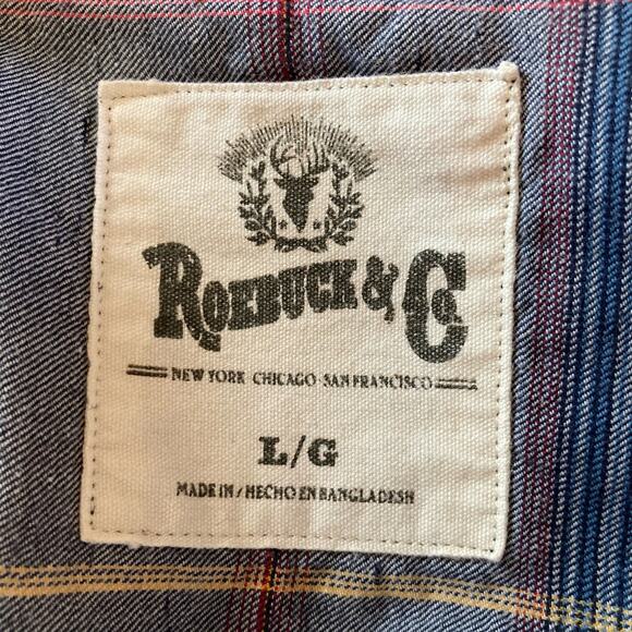 Roebuck & Co Plaid Woven Cotton Long Sleeve Button Down Shirt Men's Sz Large - Picture 7 of 7